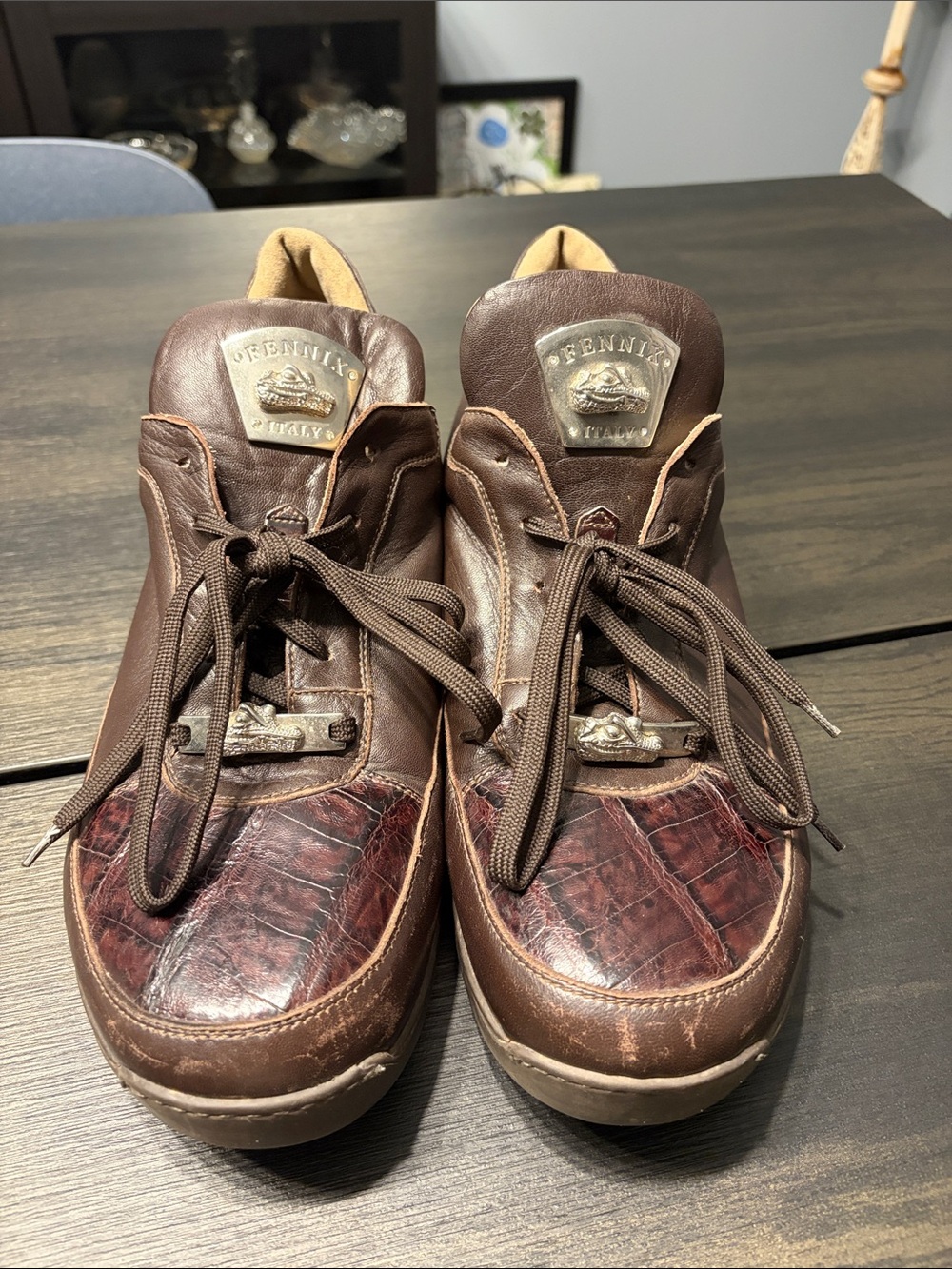 FENNIX ITALY Men’s Alligator & Calfskin Leather Casual Luxury Sneakers Size 11